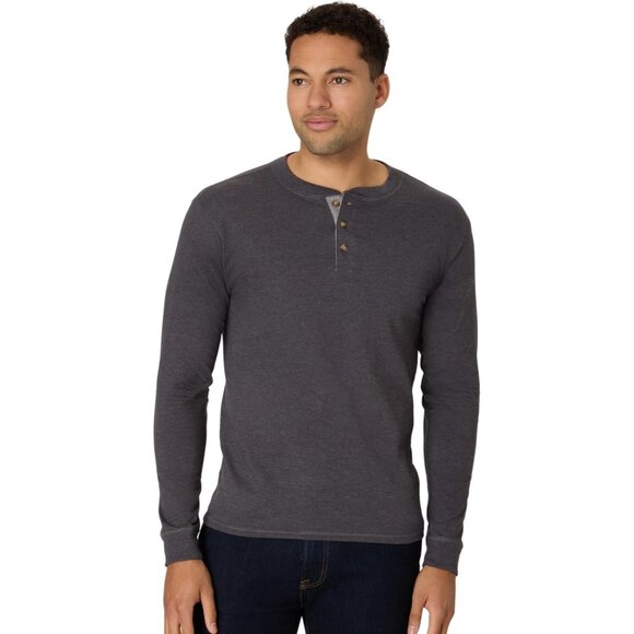 TBeefy Men Cotton Henley Long Slate Heather Sleeve Shirt Casual Classic Soft Top - Picture 1 of 5